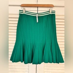 NWT ANTHROPOLOGIE KELLY GREEN PLEATED KNIT MINI-SKIRT SIZE LARGE ORIG $118